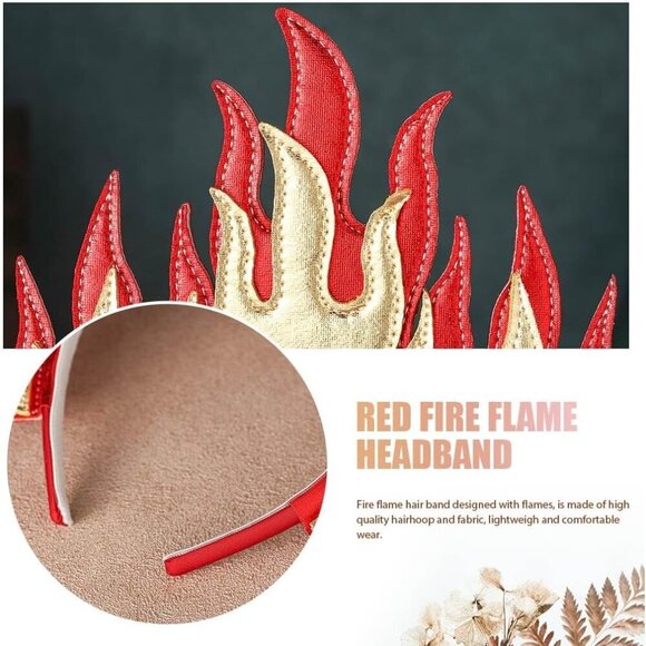 Red Fire Flame Headband Costume Hair Accessory for Women Girls Festival Fun main image 5